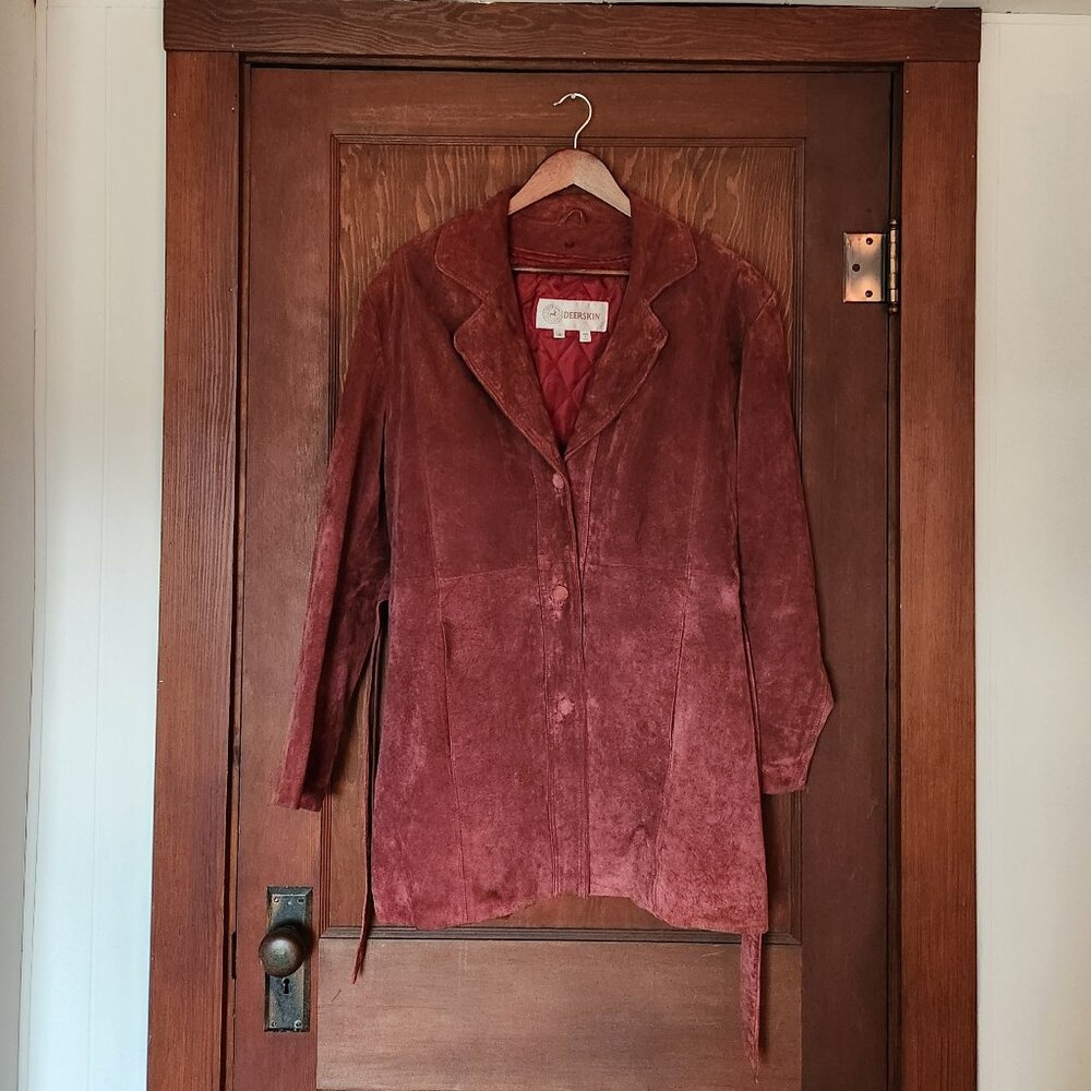 Vintage Deerskin Maroon Leather Jacket Women's 14